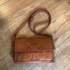 Tory Burch Leather Crossbody with Pink Trim